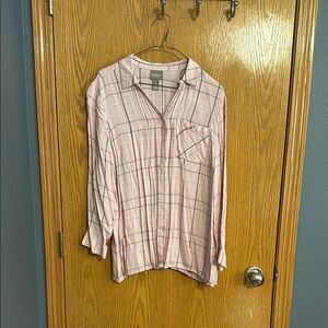 Chico's Light Pink Plaid Shirt